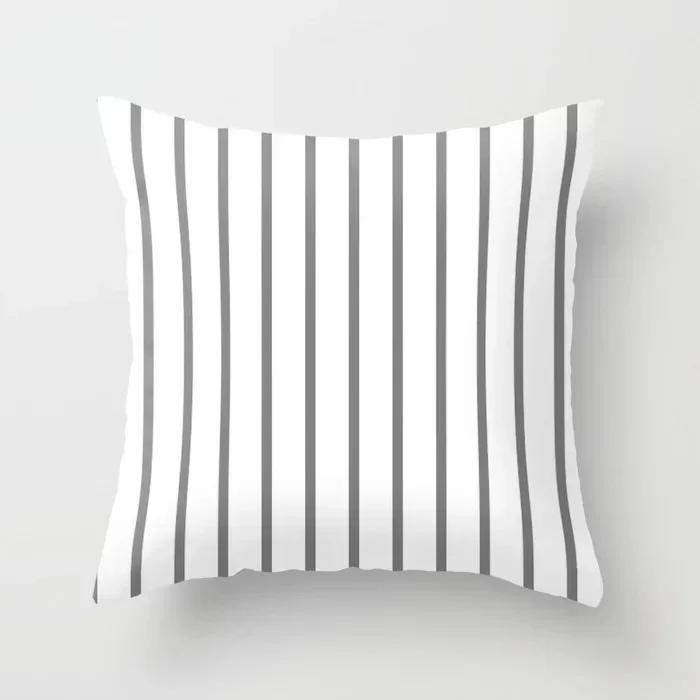 Modern Nodic Style Geometric Gray Pillowscase Polyester Grey Plaids Stripe  Cushion Covers Decorative Sofa Throw Pillows