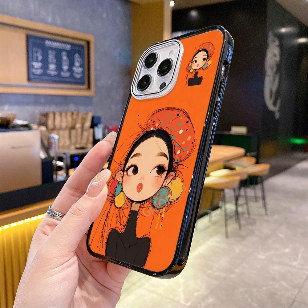 Magsafe Magnetic Suction Apple 16promax Transparent Black Frame Mobile Phone Case 17 New AIR Anti-drop 13 Hat Girl