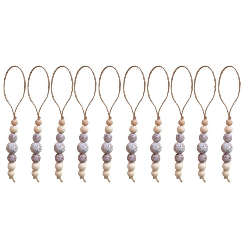 10Pcs Wooden Beads Ornament Wood Beaded Christmas Tree Decoration For Wall Window Staircase Holiday Party Decoration