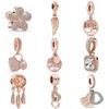 Rose Gold Large Hole Loose Beads Pendant For DIY Pulsera Necklace Accessories Women Fine Jewelry Gifts