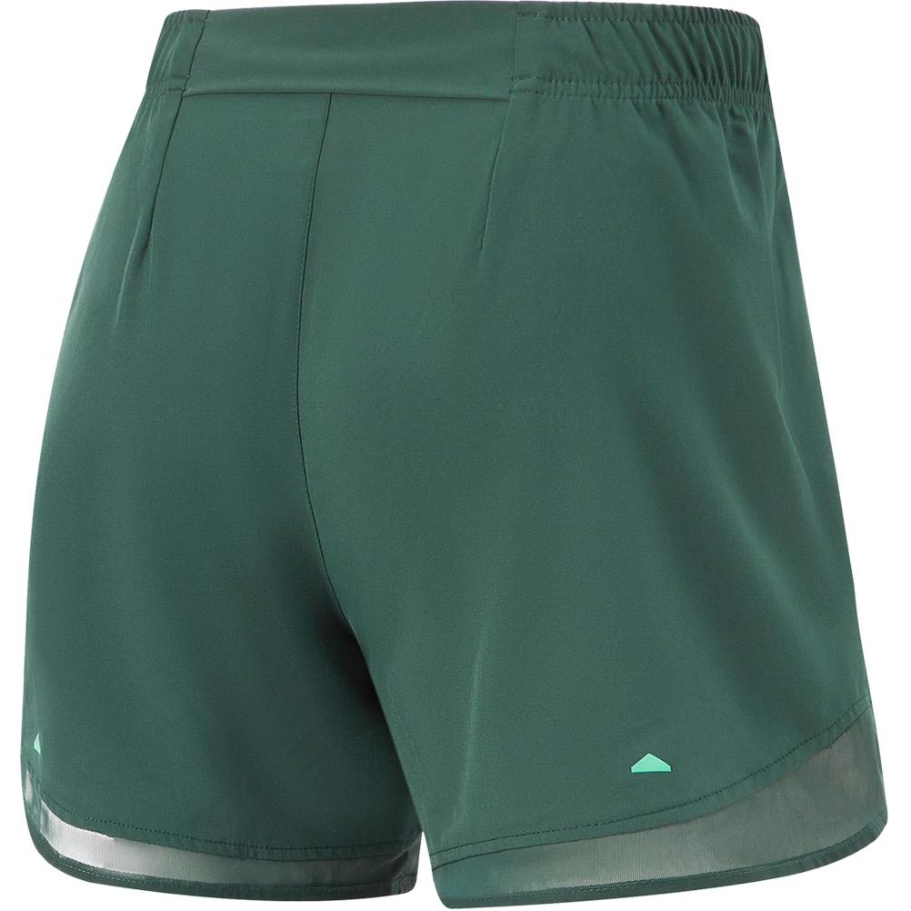 Li Ning Running Series Color Block Mid Waist Breathable Versatile Loose Sports Shorts Women Shorts Dark-Green AKSU340-4
