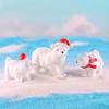 2 Pcs/Set Christmas Polar Bear Ornaments, DIY Mini Christmas Hat Scarf White Bear Garden Snow Landscape Ornaments, Succulent Potted Flower