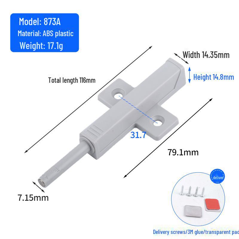 Push-to-Open Cabinet Door Rebounder: Handle-Free, Invisible Self-Bounce Accessory for Wardrobe and Cabinets