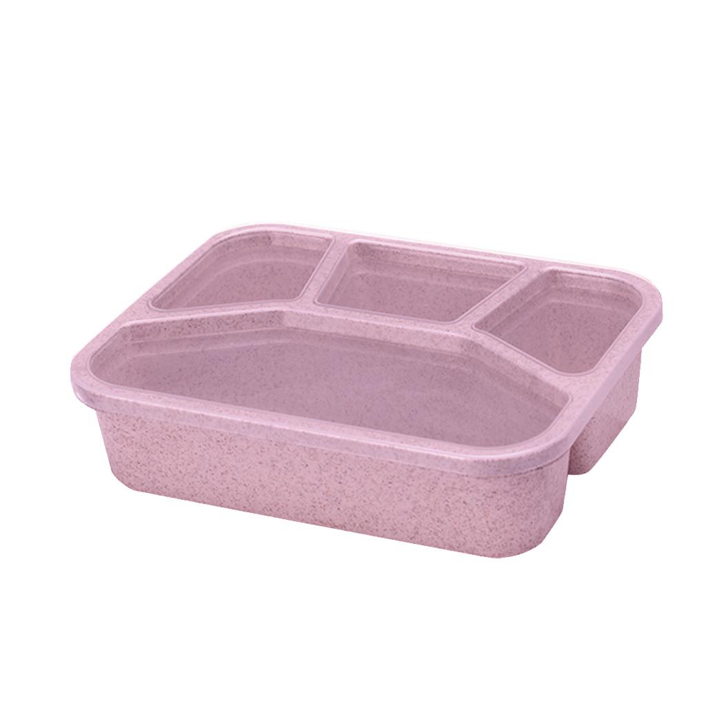 Lunch Box Reusable 4-Compartment Plastic Divided Food Storage Container Boxes