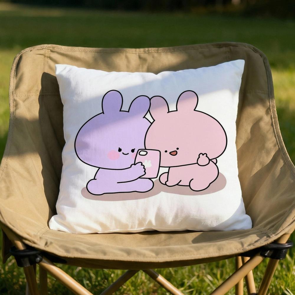 

AAsamimichan Cute Bunny Cushion Cover Soft Reversible Durable Pillow Cover MultiScene Use for Home Car Daily Comfort 30X30cm