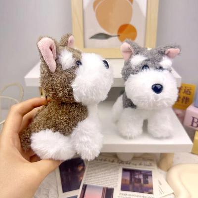 Roztomilé štěně Plyšový přívěsek na klíče pro tašku Přívěsek Příslušenství Kawaii Knírač Pes Přívěsky na klíče Kreslené plyšové zvířátko Panenka