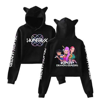 Autumn K - POP Demon Hunters Printed Cat Ear Hoodies Fashionable Casual Sports Long Sleeved Children's Boy and Girl Kids Unisex Hooded Sweatshirts