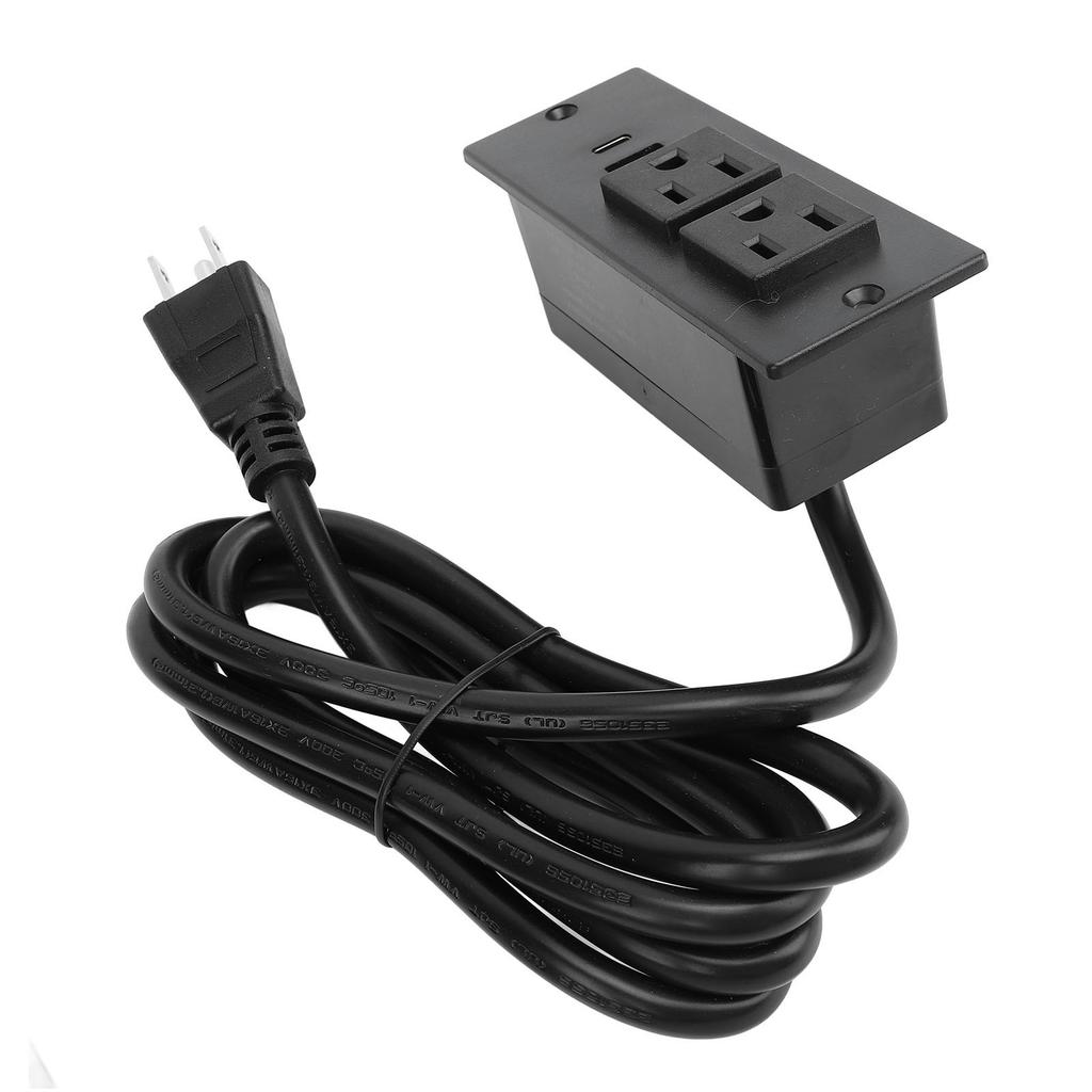 Conference Recessed Power Strip Table Socket Furniture Outlet PD 20W Fast Charging 2 USB Ports 1.5m Cord