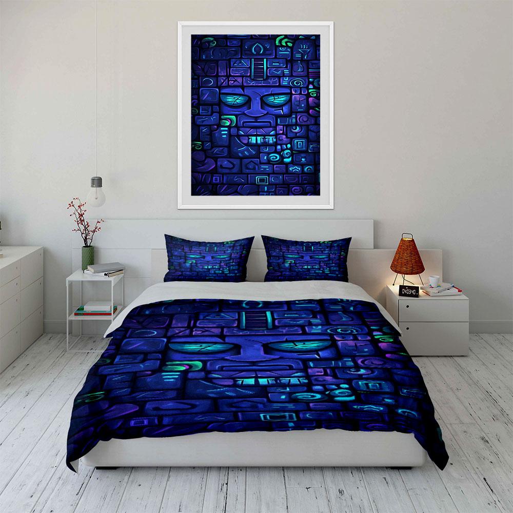 Abstract geometric face pattern. Bedding sets Duvet cover sets Duvet covers Pillowcases(1*Duvet Cover 2*Pillowcases without duvet insert)