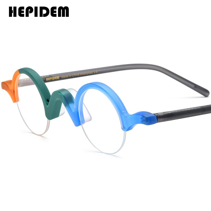 FONEX HEPIDEM Acetate Eyeglasses Frame Men New Round Brand Design Glasses Women Retro Vintage Eyewear Japanese Spectacles 9356