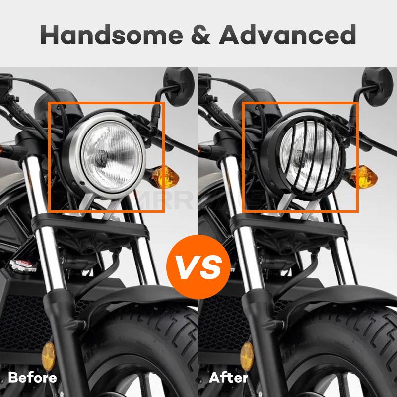 Motorcycle Black Front Head Light Lamp Protector Guard Headlight Grill Cover For Honda 2017-2025 Rebel CMX 300 Model