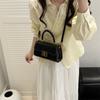 Summer new retro solid color fashion hand carry small square bag women's premium messenger bag texture niche shoulder bag