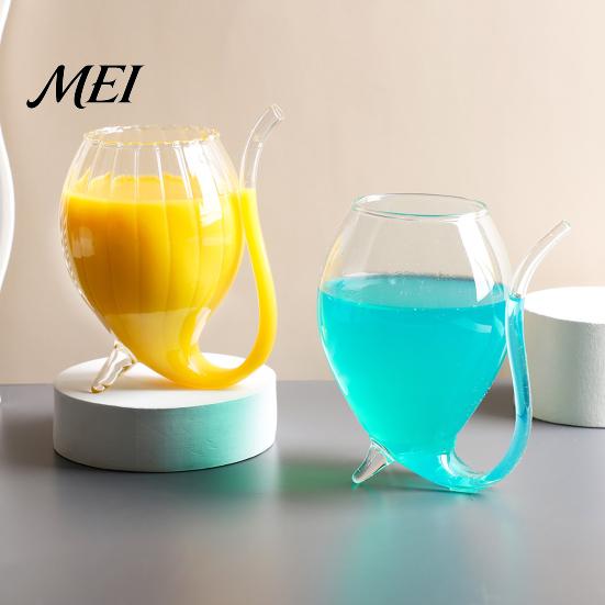 Bar Cocktail Glass Vampire Shape Wine Glasses, Transparent with Drinking Tube, Novelty Long Mouth Cup for Wine, Champagne, Juice, Home, Bar,