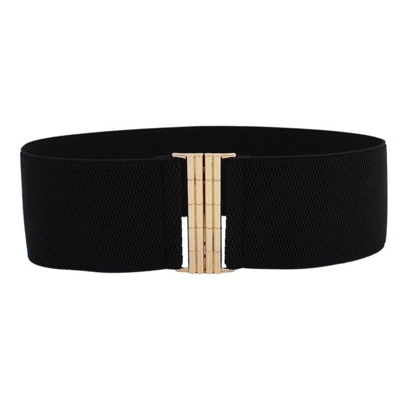 Women'S Plaid Pair Buckle Elastic Belt Decorative Coat Dress Waist Elastic Wide Waist Seal Three Sizes