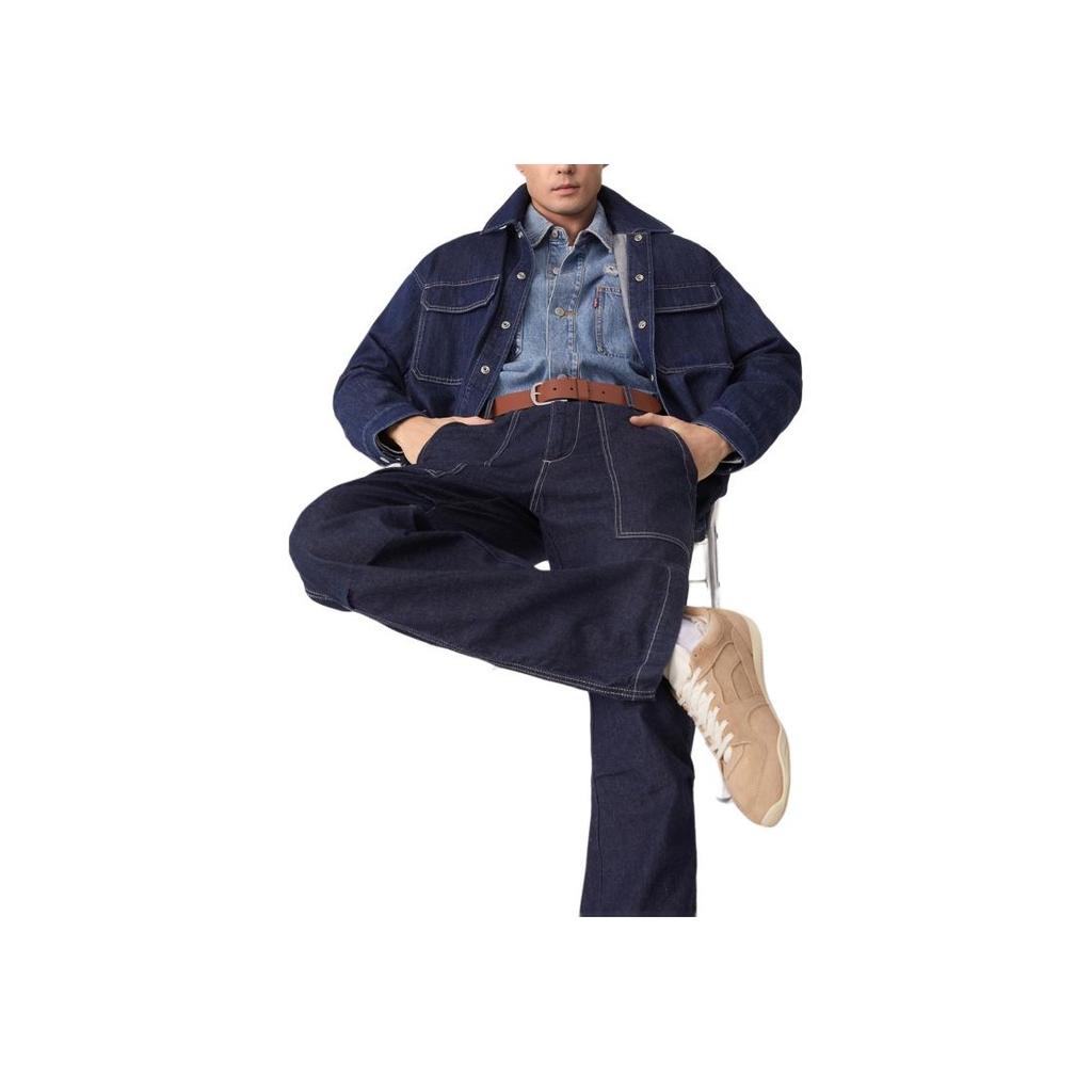 Levis Loose Casual Simple Lapel Single-Breasted Long Sleeve Denim Jacket Men Jackets Denim-Blue 003MP-0001