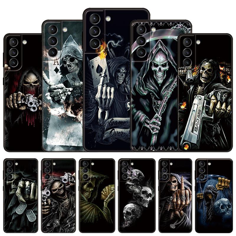 

Чехол для телефона Grim Reaper с черепом для Samsung Galaxy S22 Pro S21 S20 FE Ultra S10 Lite S10 S10E S9 S8 Plus, мягкий черный чехол из ТПУ