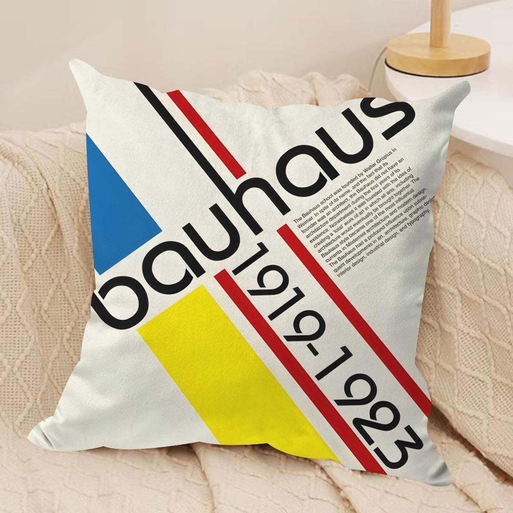 Bauhaus Trendy Lines Cushion Cover Silky Short Plush Invisible Zipper Dustproof Sofa Pillow Case for Home Decor
