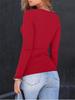 Crop Top da Donna a Maniche Lunghe a Coste con Scollo Quadrato - Stile Autunnale