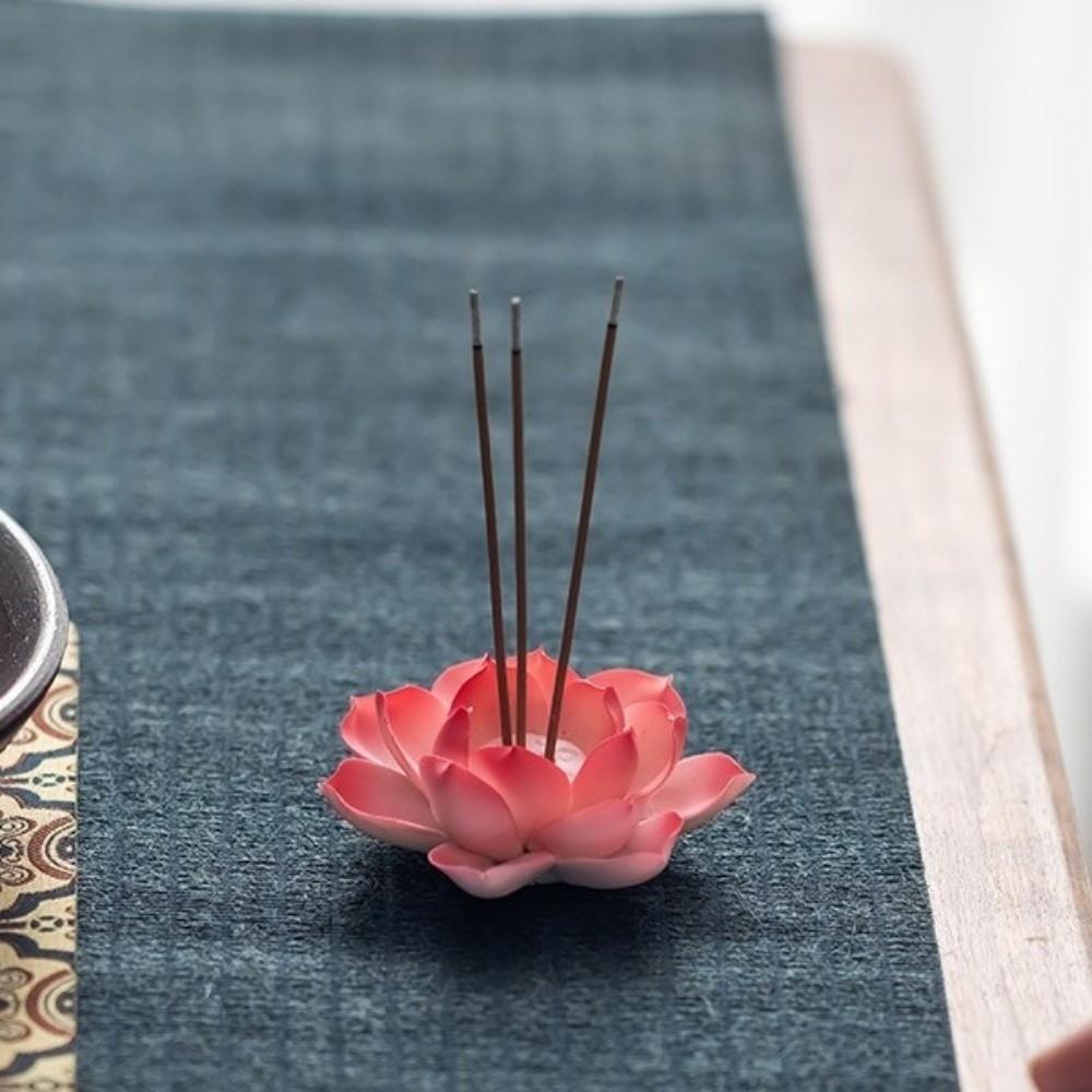 Flower Design Incense Stick Holder Ceramic Lotus Aromatherapy Stand Incense Burner Home Decor