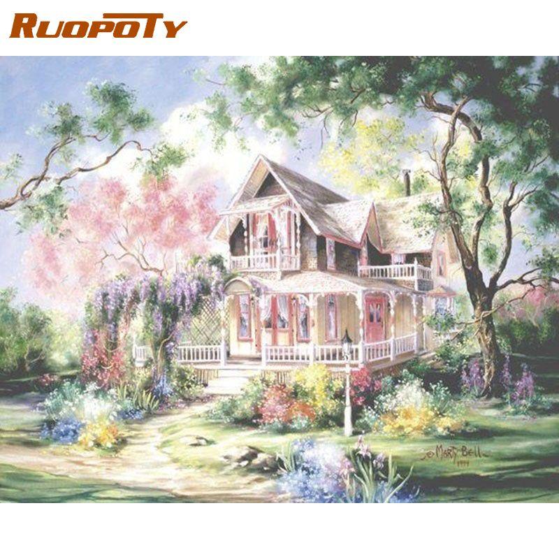 

Ruopoty садовая картина «сделай сам», набор для рисования по номерам, пейзаж, акриловый холст по номерам для дома, художественная картина, краска 40x50 см 40x50CM NO Frame