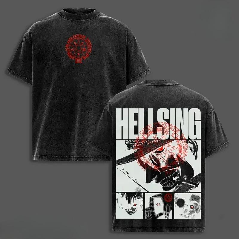 

Alucard Hellsing Clothing Men Women Short Sleeve Manga T-shirts Vintage Washed T Shirt Casual Cotton Tee Harajuku Male Tshirt XXL