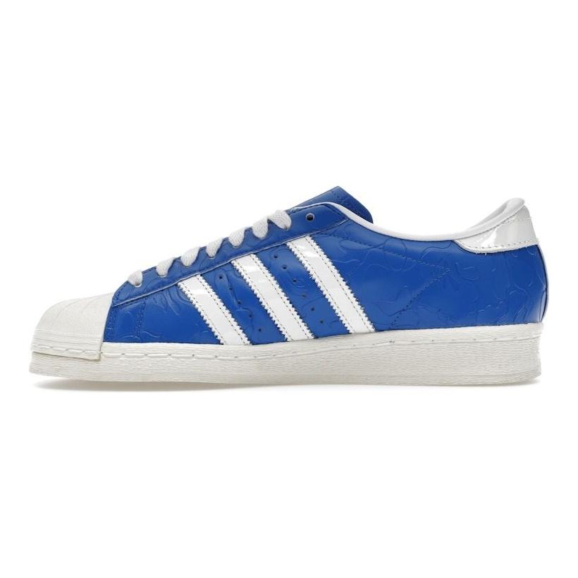 נעלי סניקרס יוניסקס BAPE x adidas Superstar וינטג' כחול לבן לבן ענן אוף-וויט JR2702