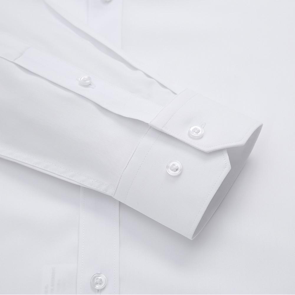 Camisa de Vestir Clásica para Hombre de Manga Larga y Color Sólido con Cuello Extendido Sin Bolsillo Ajuste Regular Comodidad para Todas las Estaciones Elástica Fibra de Bambú Camisa para Oficina de Negocios