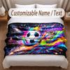 Soccer Theme Soft Blanket Personalized Custom Name Text Print Warm Blanket Home Sofa Bedroom Decor