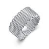 100% 925 Sterling Silver Rings for Women Silver Weaving Wide Ring Personality Fashion OL Woman Girl Party Wedding Gift