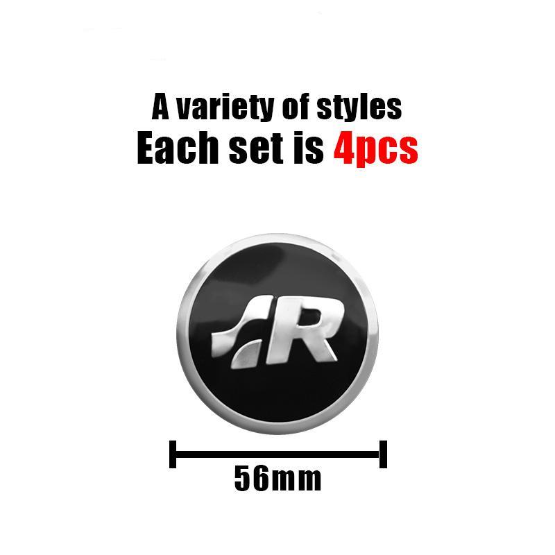 4 stk 56mm Bilhjul Senterskapsdeksel Klistremerker Navkapsel Biltilbehør For R Golf Motion GTI Polo Touran Octavia