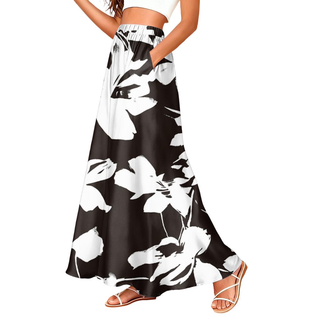 Elegant Satin A-line Slimming Midi Skirt For Women