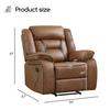 Manual Recliner Chair, Faux Leather Single Sofa with Armrest & Backrest, Living Room & Bedroom Furniture, Brown, Customized