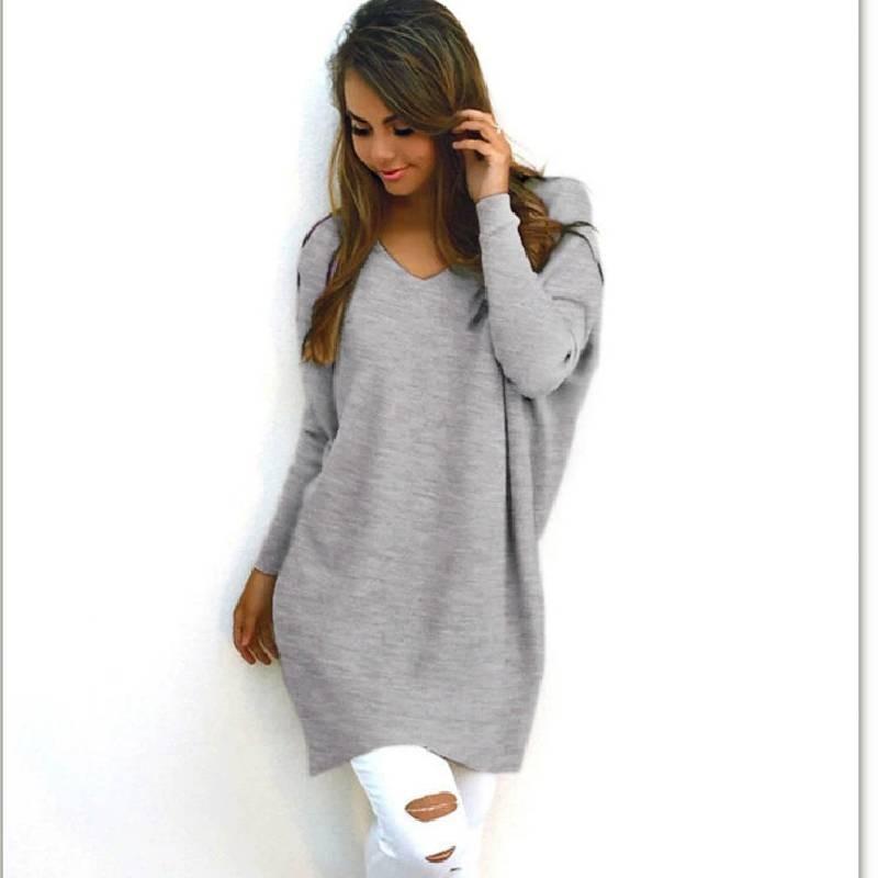 Sweet Girly Vneck Pullover Long Sleeve Top Womens Slim Fit Polyester Autumn Casual