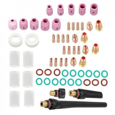 63 Pcs TIG Welder Accessories Set - Gas Lens & #10 Glass Cups for WP-17/18/26