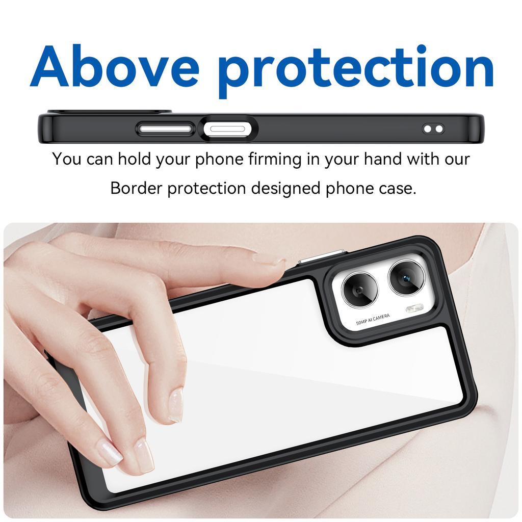 For Motorola Moto G06 Power 4G/Motorola Moto G06 4G Phone Case WANLONFENG XC Series TPU Acrylic Cover with Tempered Glass (Big Lens Hole)
