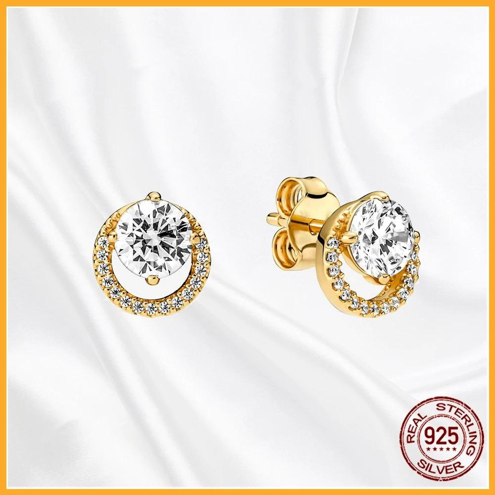 925 Silver Heart Hoop Earrings Sparkling Original Jewelry Gift for Women