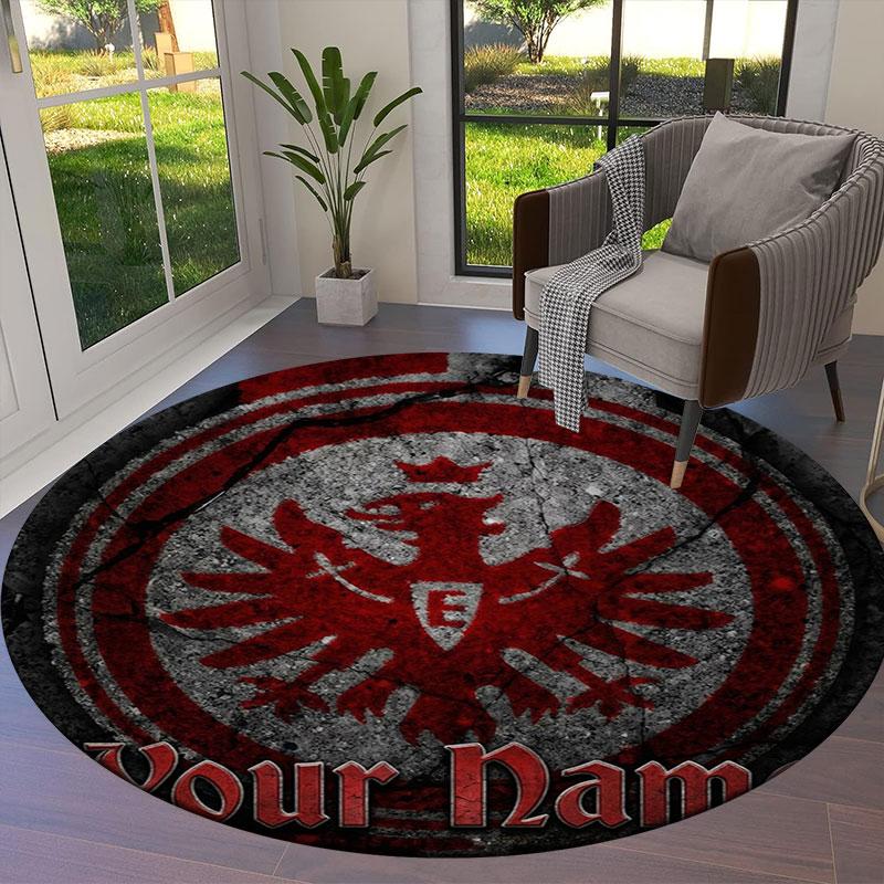 Eintracht Frankfurt Custom Name Round Area Rug,Carpet Rug for Living Room Bedroom Sofa Playroom Decor,Non-slip Floor Mat
