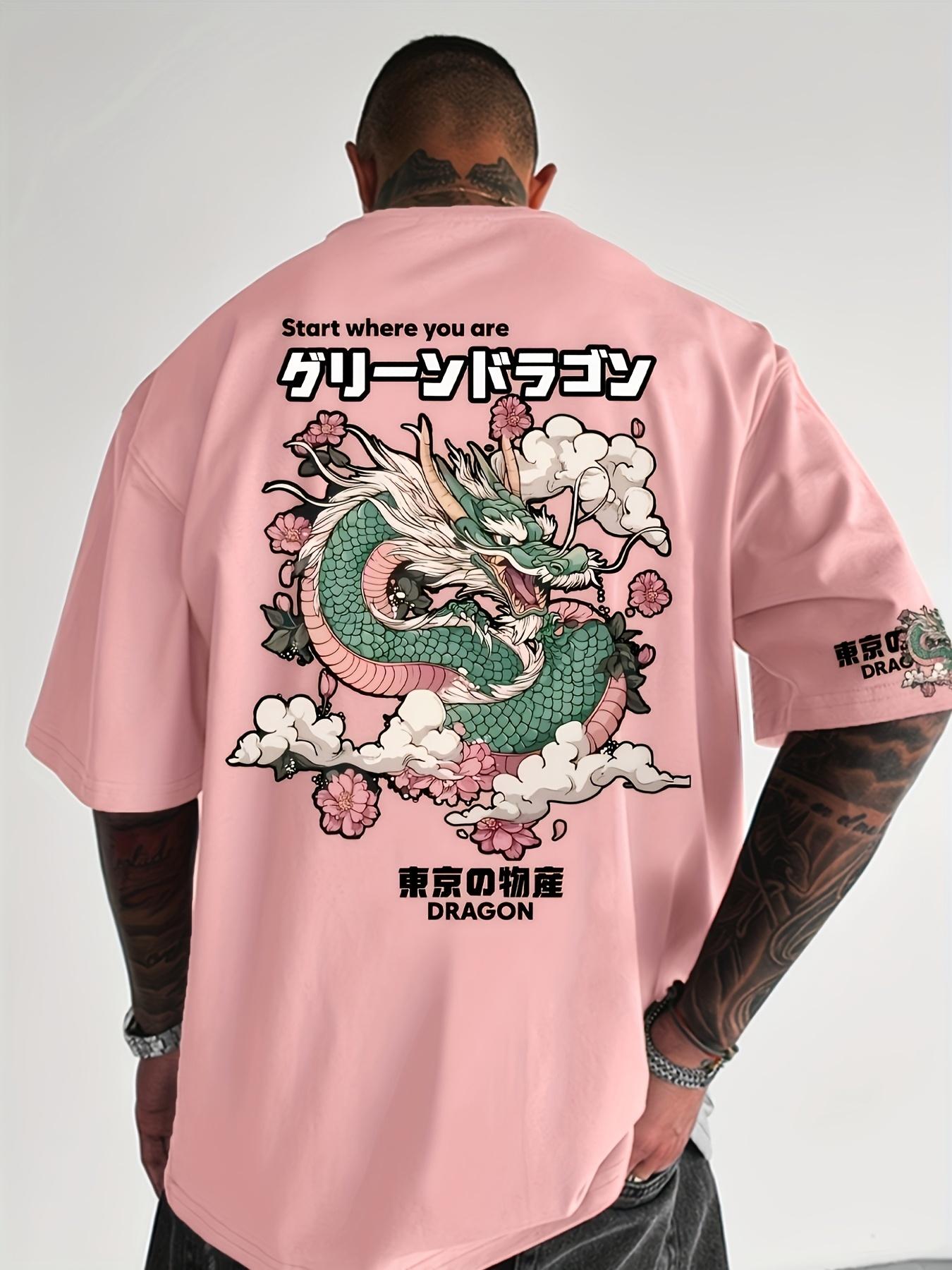Mens and womens dragonpattern Tshirt pure cotton versatile and fashionable shortsleeved shirt spring and summer style S