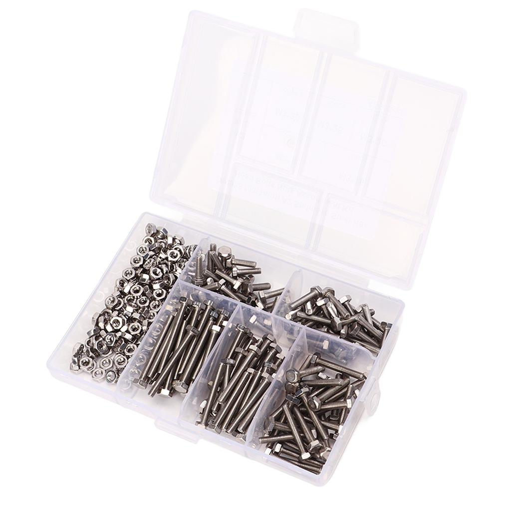 300Pcs M3 Hex Screws Nuts Set with Storage Box Uniform Pitch Oxidation Corrosion Resistance No Rusting Fasteners