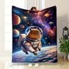Cozy Space-Themed Capybara Flannel Printed Blanket Suitable for All Seasons Suitable for Living Room Office Sofa and Travel