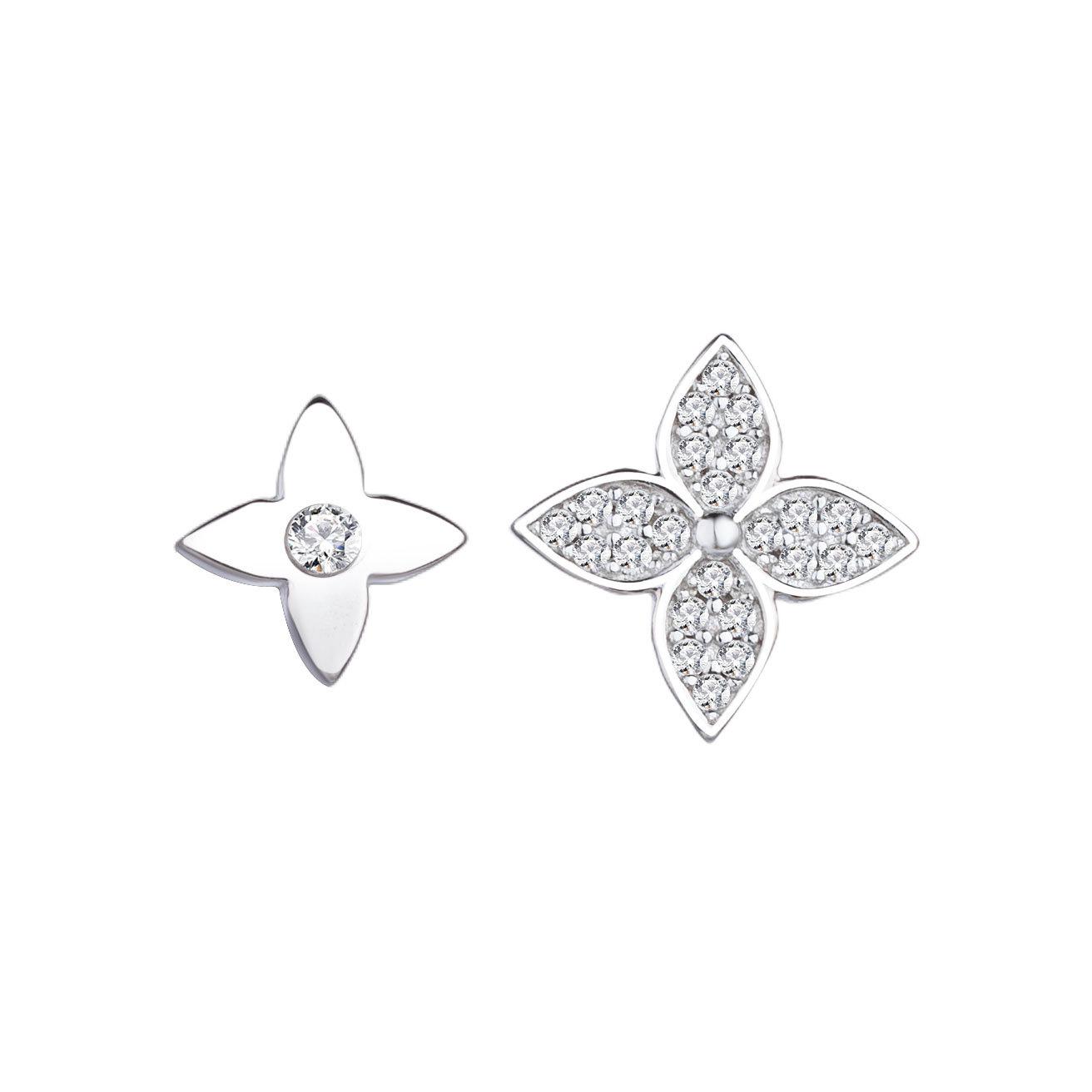 Асимметричные серьги-гвоздики Lucky Grass из стерлингового серебра S925, модные серьги-клеверы, серьги-цветы премиум-класса 925 Silver