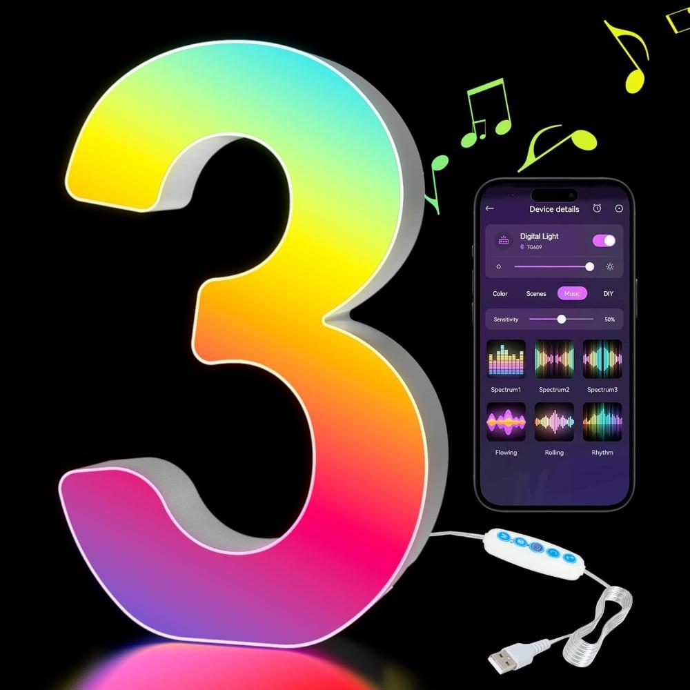 Name Letter Alphabet Light Smart Number Lamp MeRGBW App LED Letters Light Game
