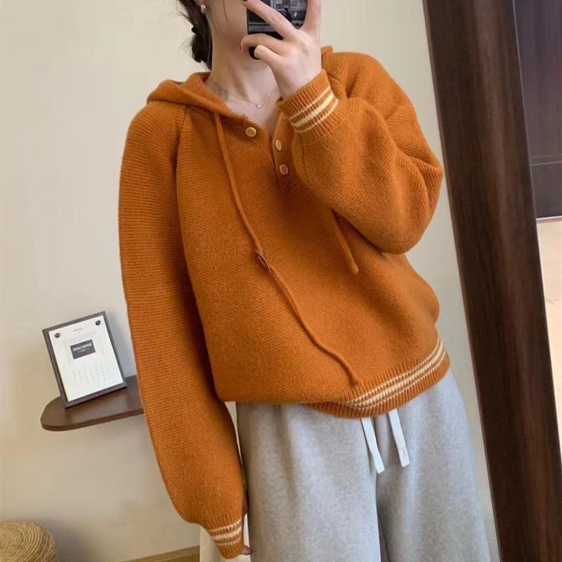 Casual Women's Hooded Knitted Sweater Autumn/Winter New Thick Hooded Sweater for Women
