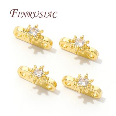 18K Gold Plated 2 Holes Separators For Beads,Brass with Zircon Beads Spacer Bar Separators Findings DIY Bracelets Accessories