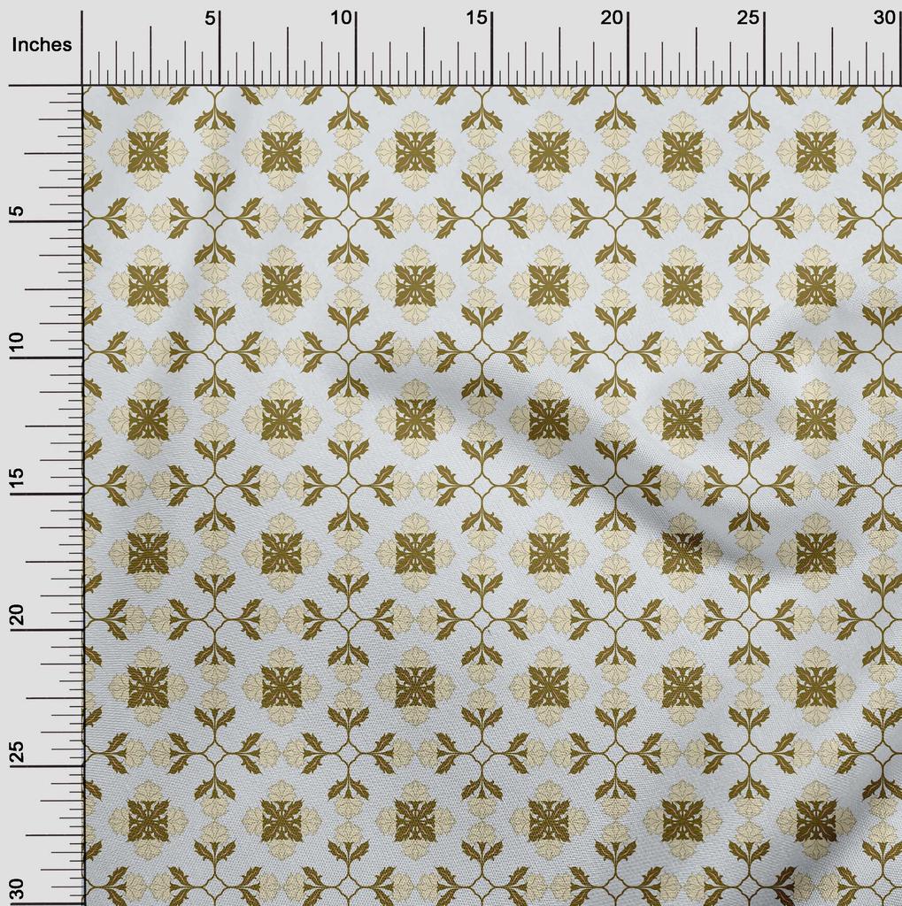 oneOone Cotton Flex Dark Olive Green Fabric Asian Block Floral Sewing Craft Projects Fabric Prints By Yard 40 Inch