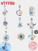 Moon Stars Planets Shining Zircon Beads Pendant Fit Women Diy Copper Charms Jewelry Original Bracelet Fine Delicate Gift