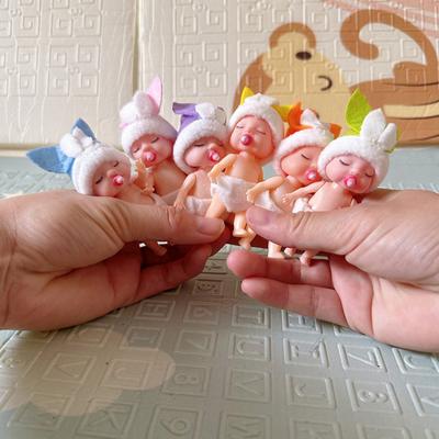 1 ks roztomilý spinkajúci simulovaný králik bábiky elfov s cumlíkom pohyblivými rukami nohami miniatúrne doplnky do domčeka pre bábiky