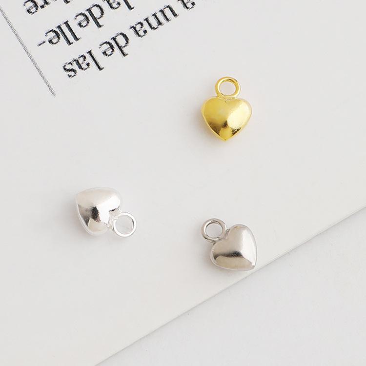 Gold-Plated S925 Sterling Silver Heart Pendant DIY Pearl Necklace/Bracelet Accessory