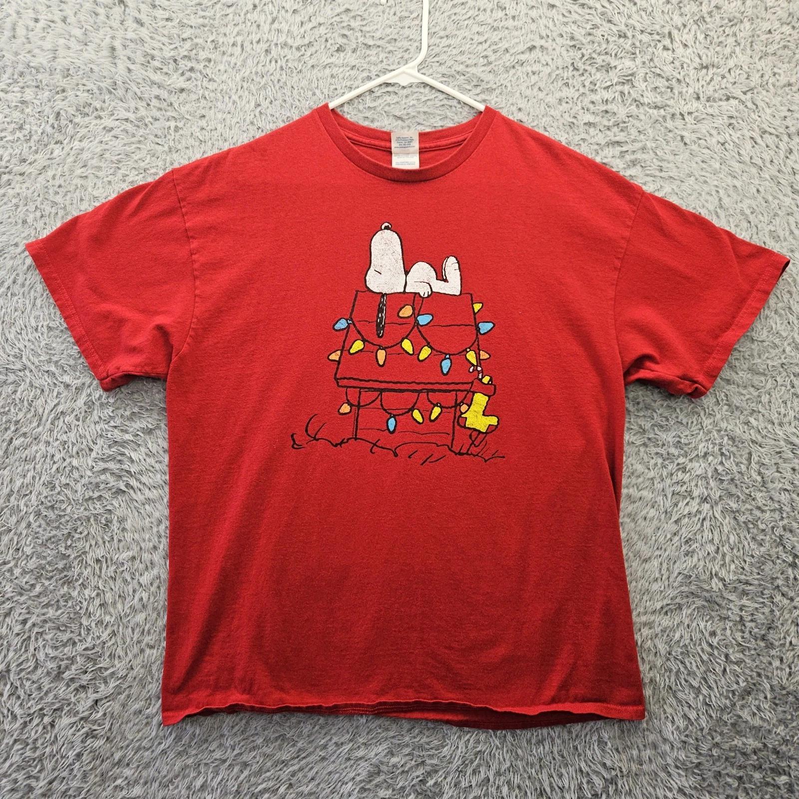 

Snoopy Christmas 100% Cotton T-shirt Mens Tees Top Men XL Holiday Doghouse Vintage Y2K S
