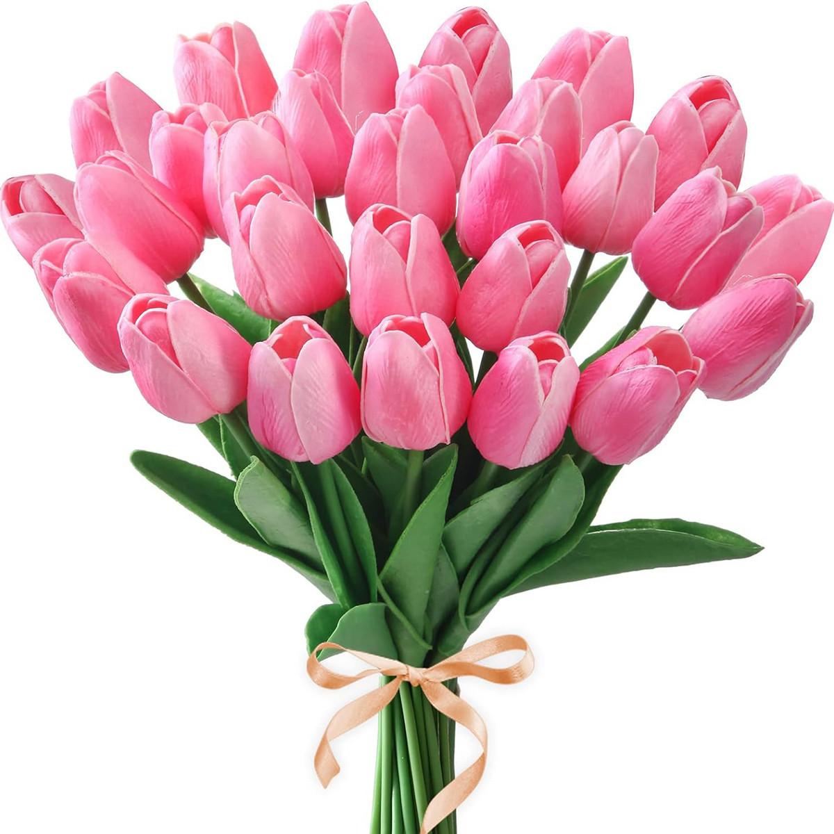 

20/40pcs Artificial Flower Realistic Touch Tulip Scrapbooking Vase Home Decor Wedding Garden Arch Garland Festival Bouquet diy 20 pcs